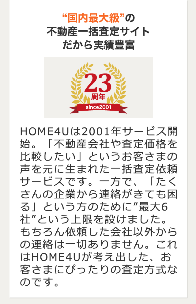 “国内最大級”の不動産一括査定サイトだから実績豊富