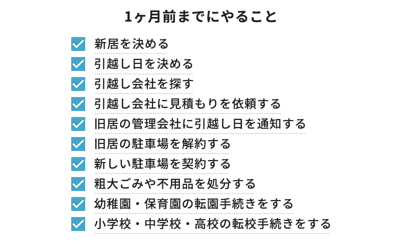 1ヵ月前までにやること