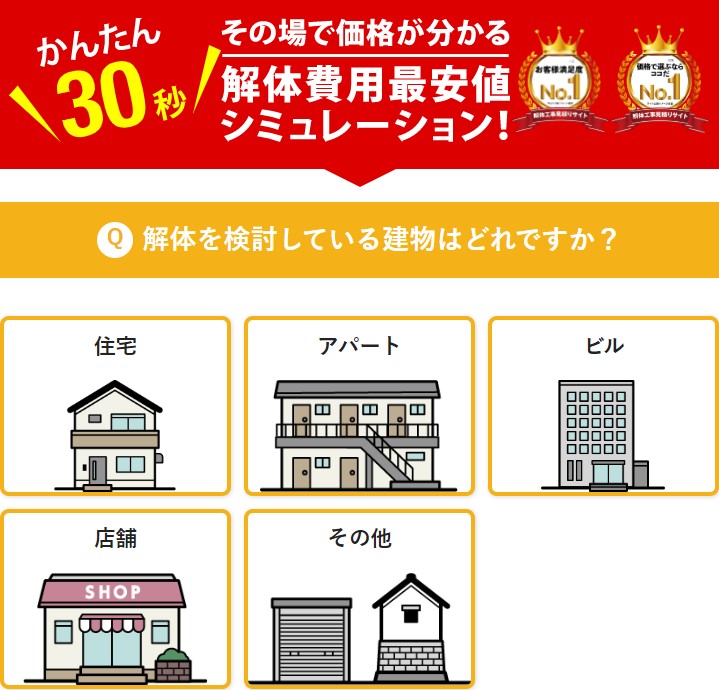 解体費用最安値シミュレーション