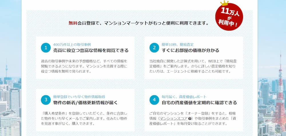 マンションマーケットのアピールポイント