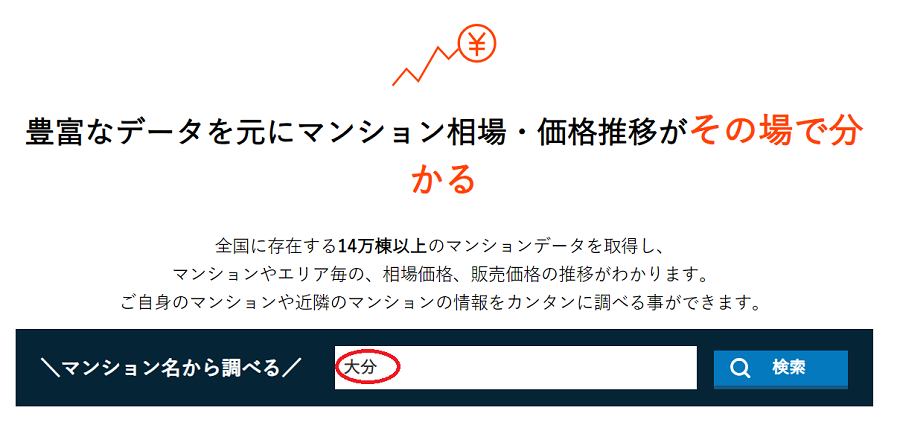 売りたいマンションの名前を検索